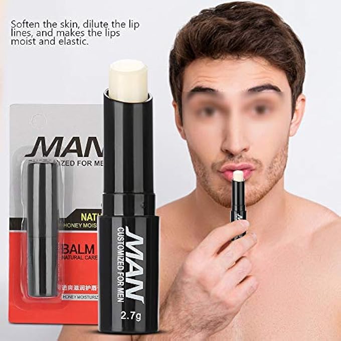 MAN MEN LIPSTICK, 4G MEN ALOE BEEWAX EXTRACT HONEY LIPSTICK LIP BALM MOISTURIZING NOURISHING LIP GLOSS FOR LIP CARE - Image 1